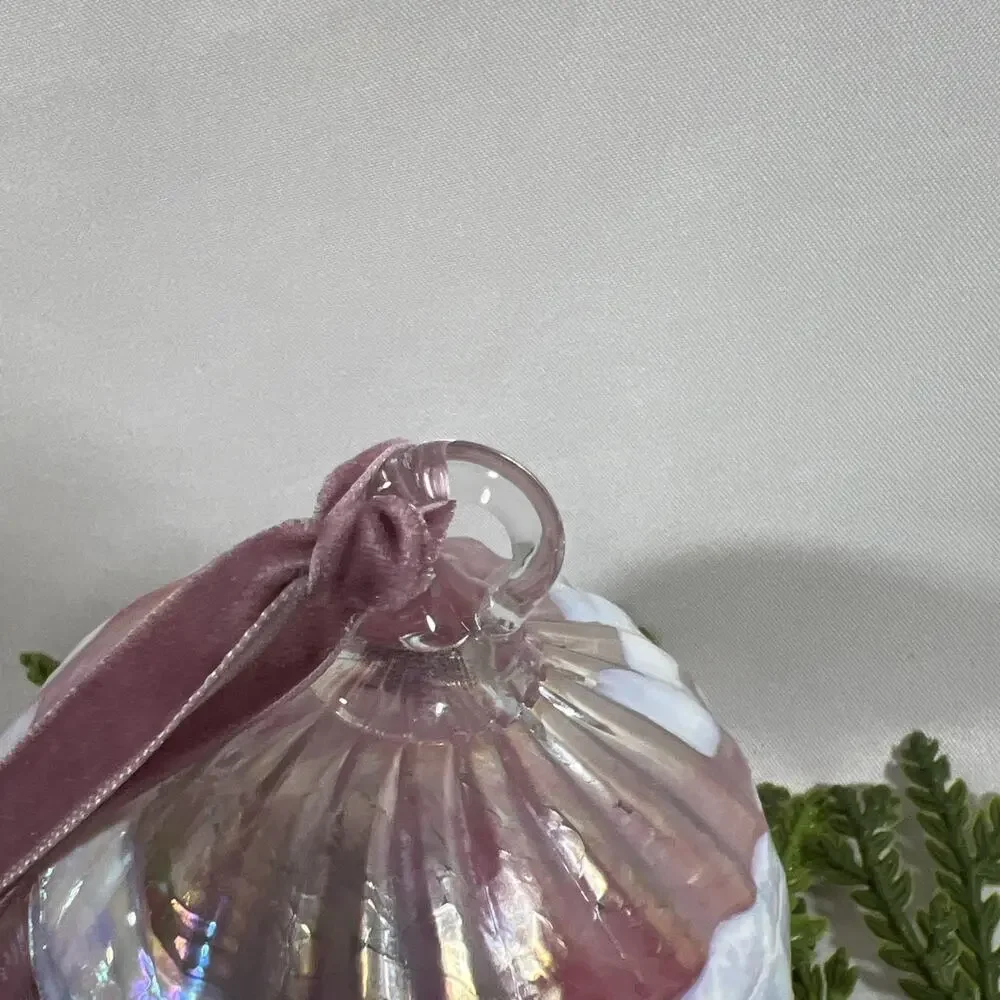 Vintage Mt. St. Helens Glass Ball Hand Blown Glass Christmas Ornament Iridescent